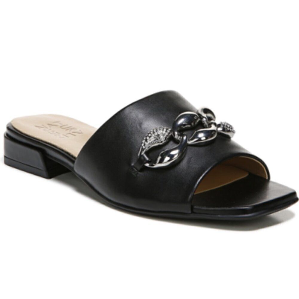 NATURALIZER Angie Womens Leather Square Toe Slide Sandals In Black